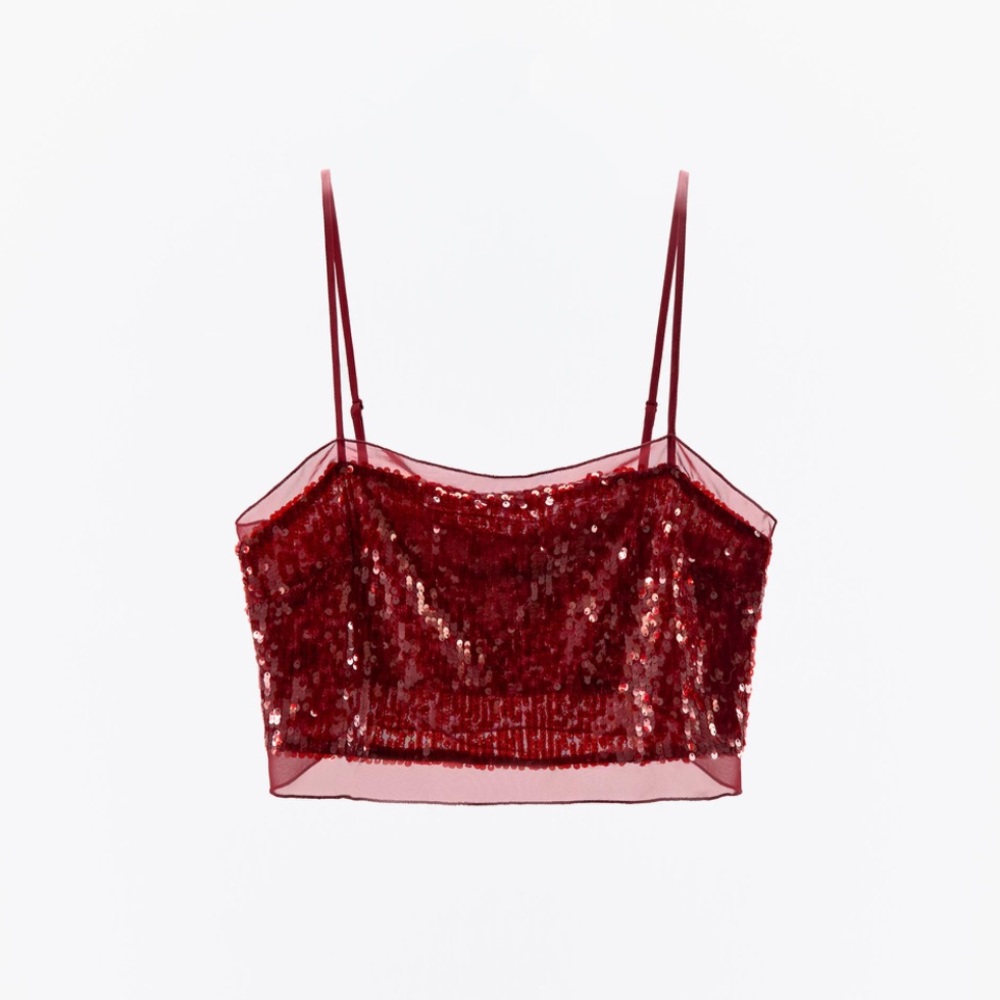 Zara Burgundy Sequin Camisole